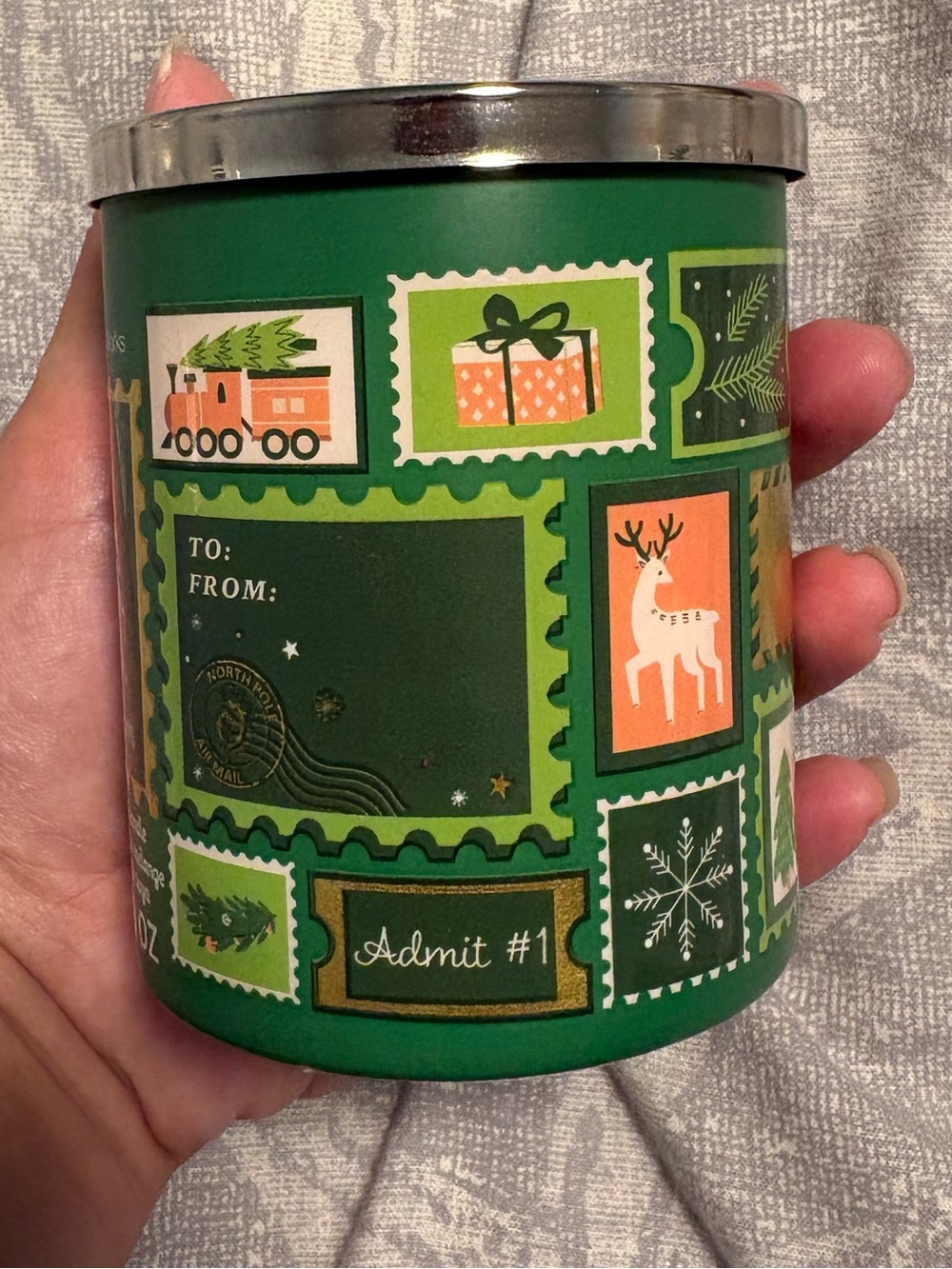 Bath & Body Works Green Holiday Stamp Tin Candle - Fresh Balsam